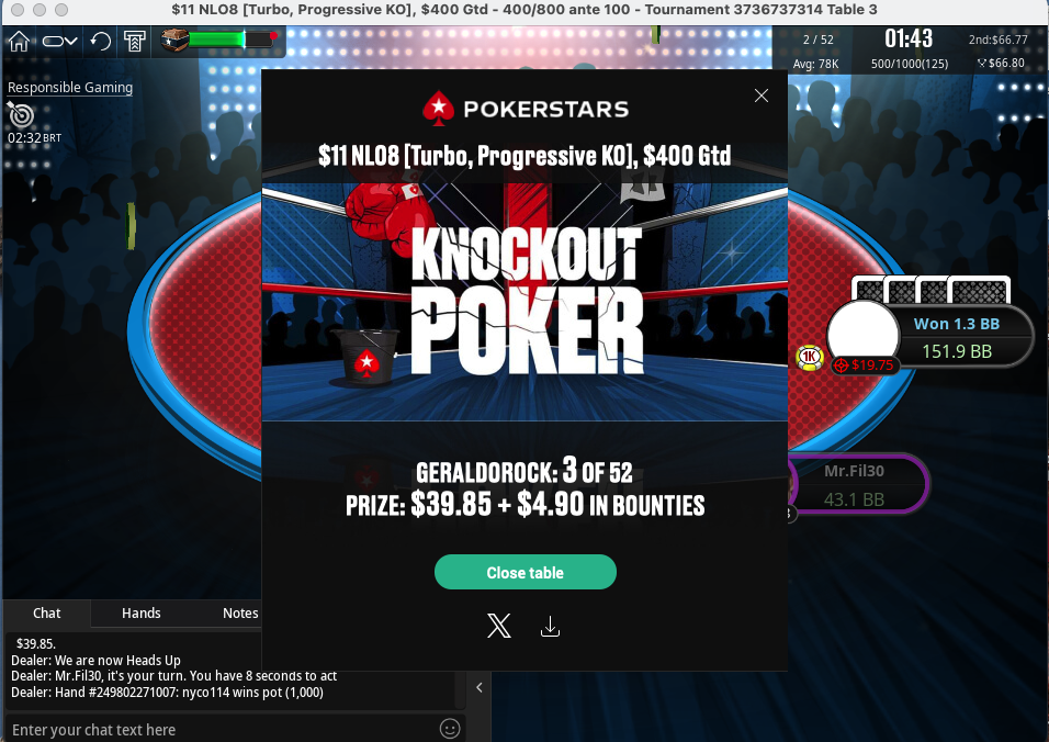 Terceiro Lugar NLO8 (Omaha Hi/Lo) Pokerstars $11 